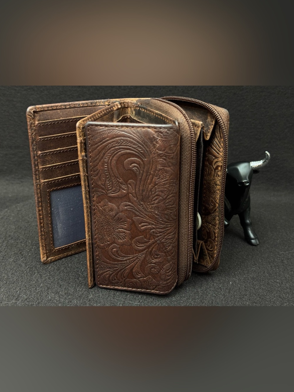 Lozano Floral Embossed Leather Zip Wallet.